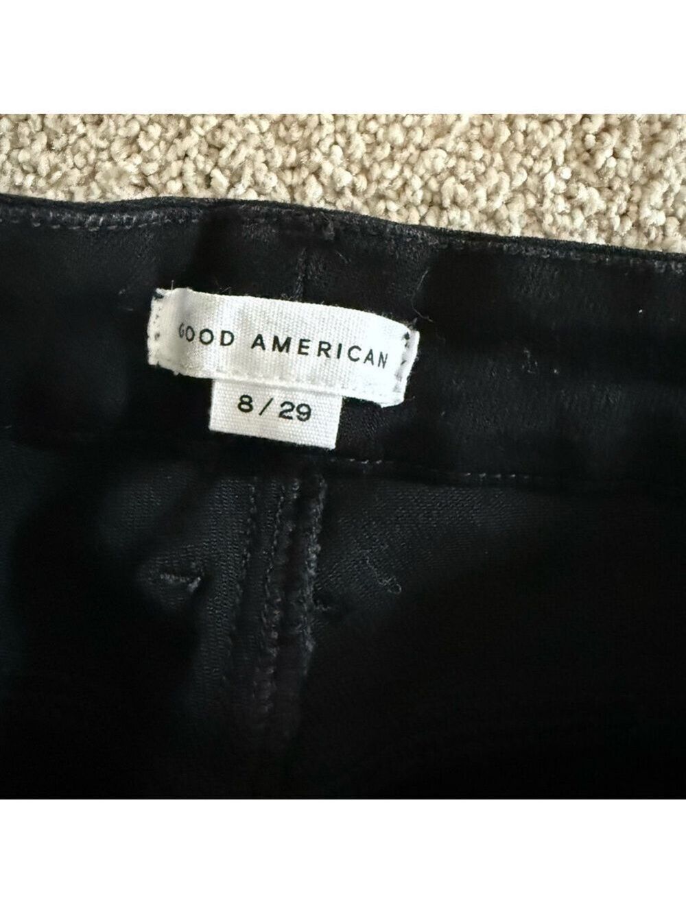 Good American Skinny Black Distressed Crop Jeans Size 8 - Picture 3 of 6